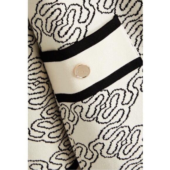 Sandro Sandro Enea Oversized Jacquard Knit Reversible Cardigan Sweater Black - Picture 5 of 16